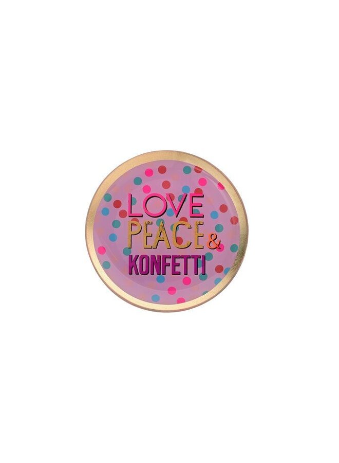 Love plates glass M, Love peace & Confetti