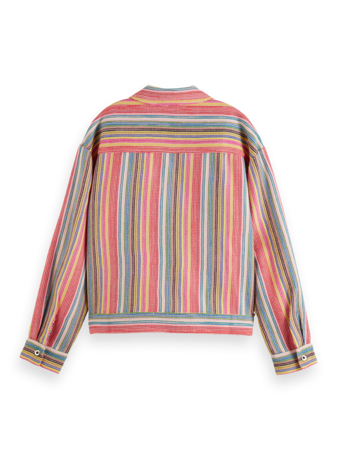 177271 720 Scotch&Soda short trucker jacket in multi colour stripe Vibrant Stripe med yellow