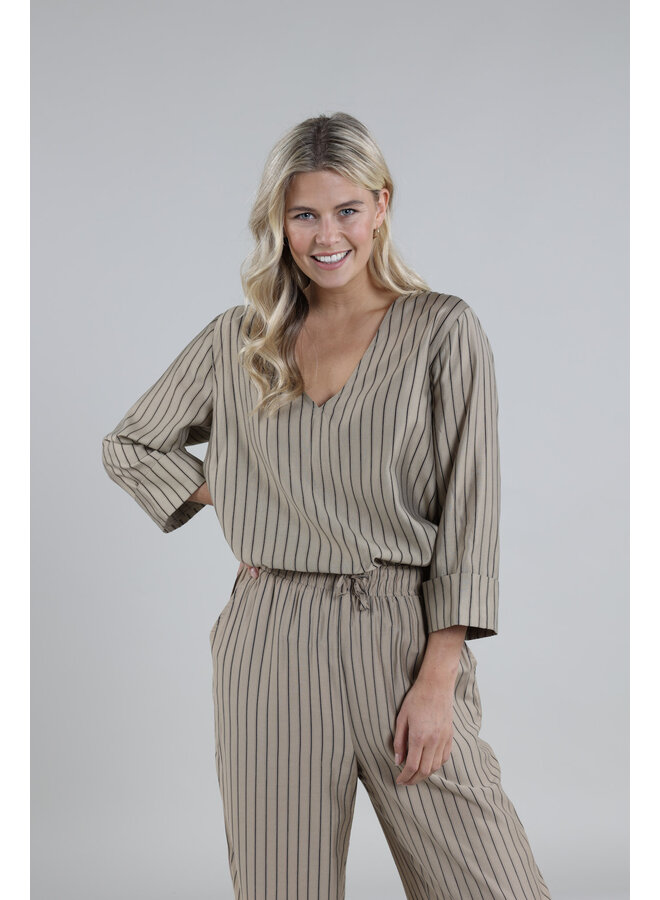 SS24043664 Nukus Elly Blouse Striped Camel