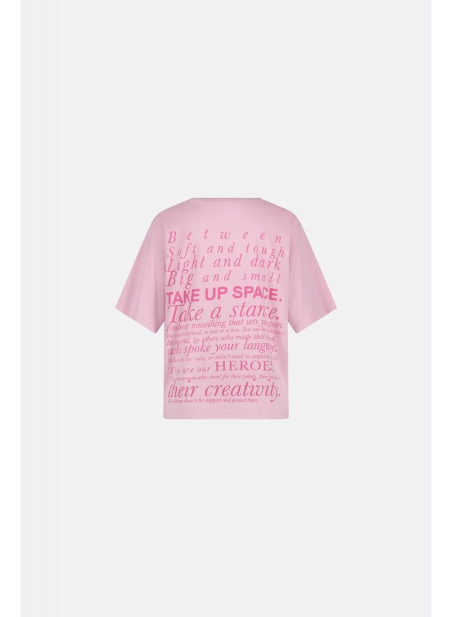 CLT-297-TSH-SS24 Fabienne Chapot Fay Poem Pink T-shirt Pink Rose