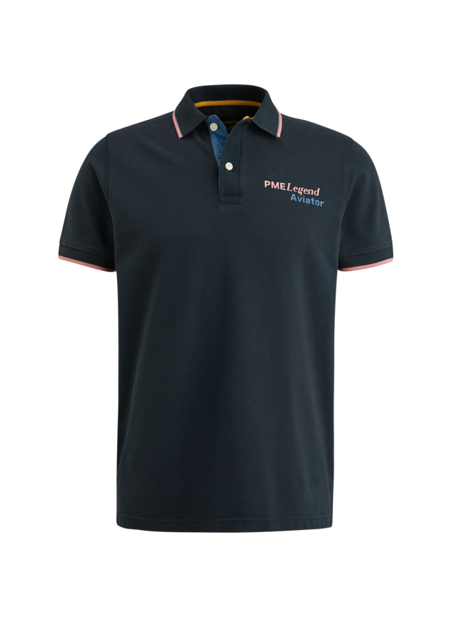 PPSS2403851 5281 PME Legend short sleeve polo stretch pique Blue