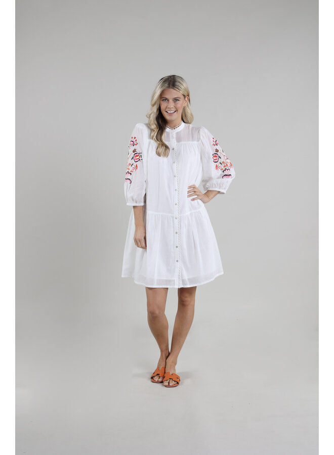 SS24122717 Nukus Ame Dress Embroidery Off White