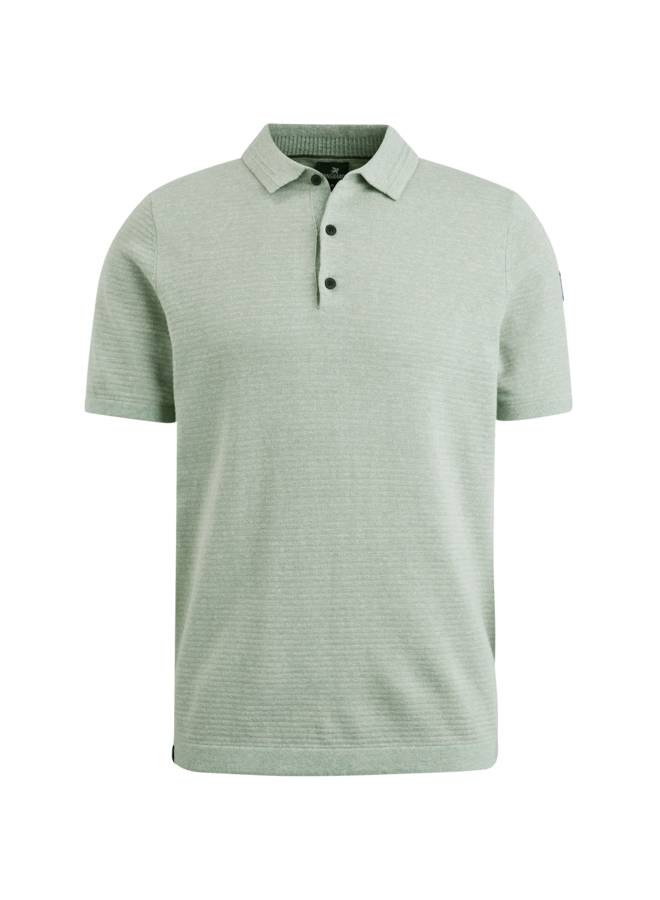 VPSS2404851 6124 Vanguard short sleeve polo cotton linen blend stripe Green