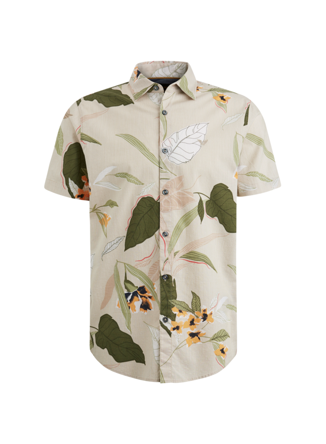 PSIS2404208 7144 PME Legend short sleeve shirt print on ctn slub Brown