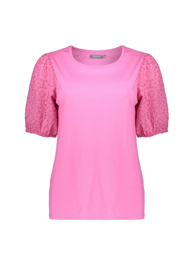 42375-41 420 Geisha T-shirt brodery sleeves pink