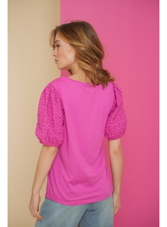 42375-41 420 Geisha T-shirt brodery sleeves pink