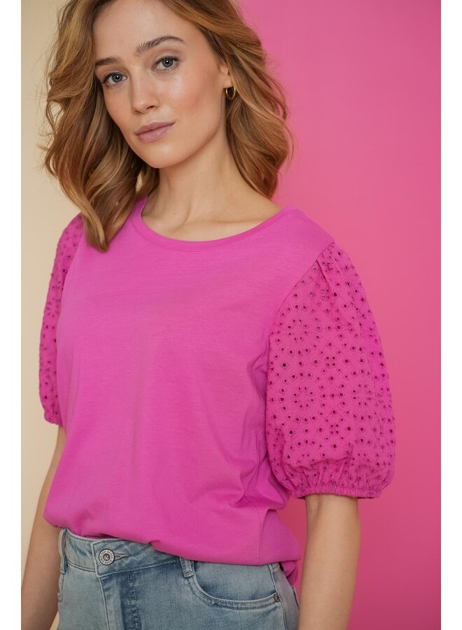 42375-41 420 Geisha T-shirt brodery sleeves pink