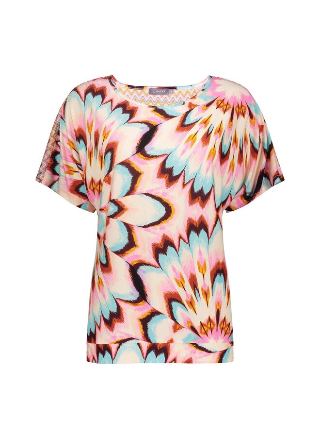 42383-20 625 Geisha Top All over print rachel blue pink