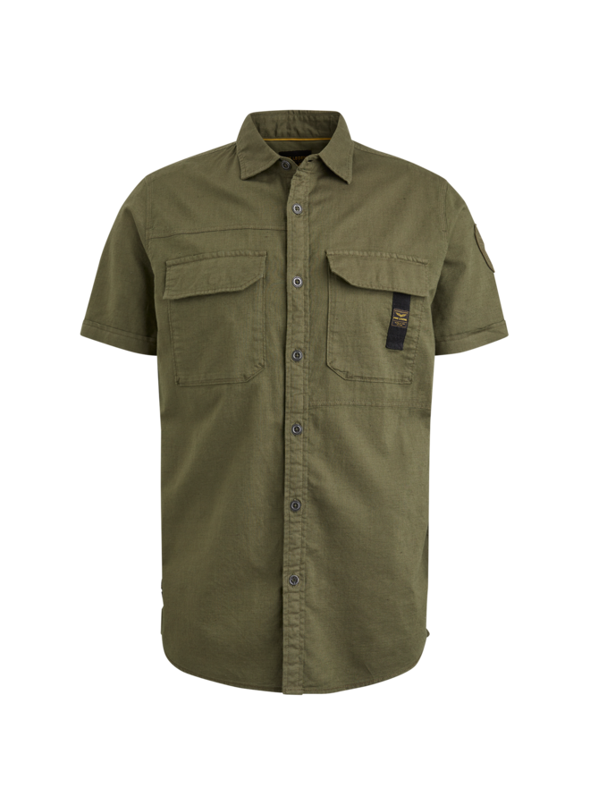 PSIS2405226 6415 PME Legend short sleeve shirt ctn/linen Green