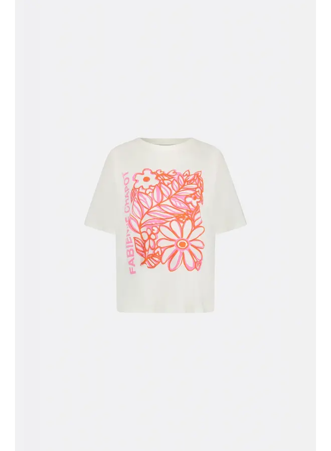CLT-295-TSH-SS24 Fabienne Chapot Fay Bloom pink T-shirt Cream White/Pink