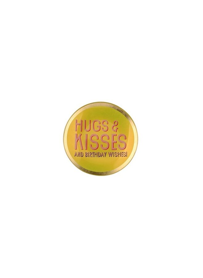Love plate glass S hugs & kisses round yellow
