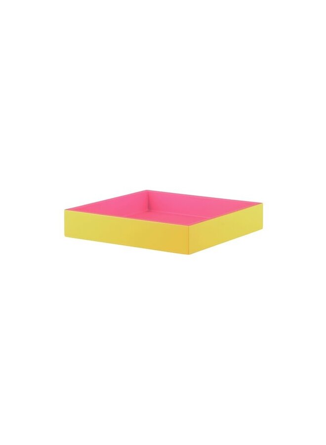 Spa tray S, square, 2 tone shiny yellow - matt pink