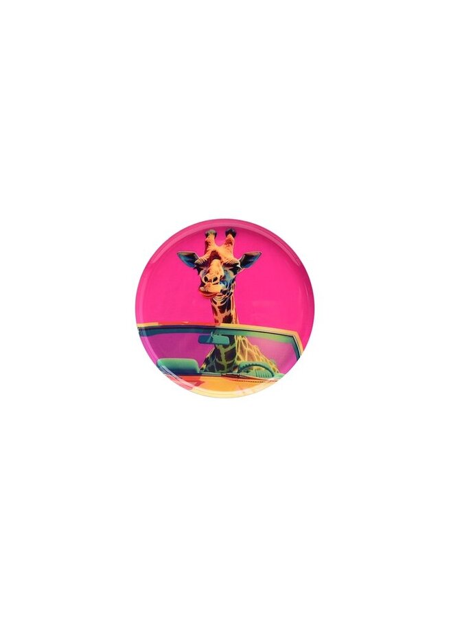 Love plate deco tray XS giraffe round pink