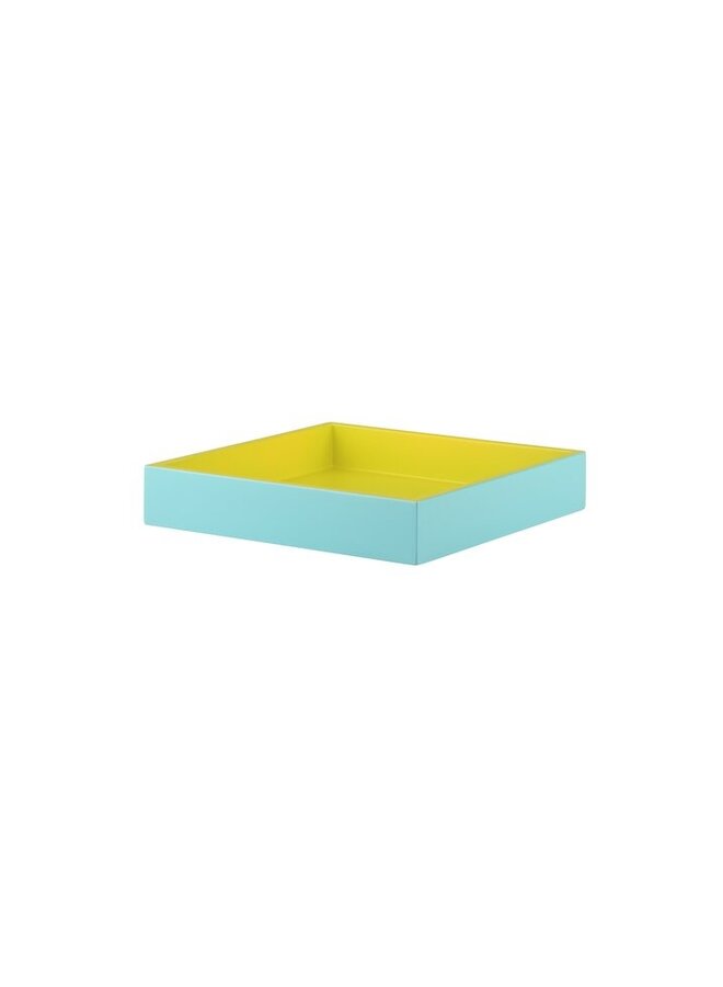 Spa tray S, square, 2 tone shiny turquoise-matt yellow