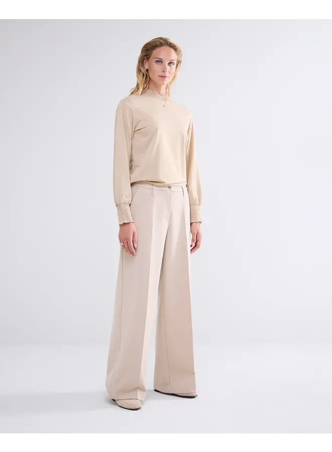 3s5009-30644 130 Summum Smocked top Fine Lurex Jersey Dune