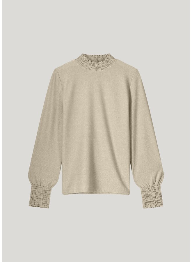 3s5009-30644 130 Summum Smocked top Fine Lurex Jersey Dune