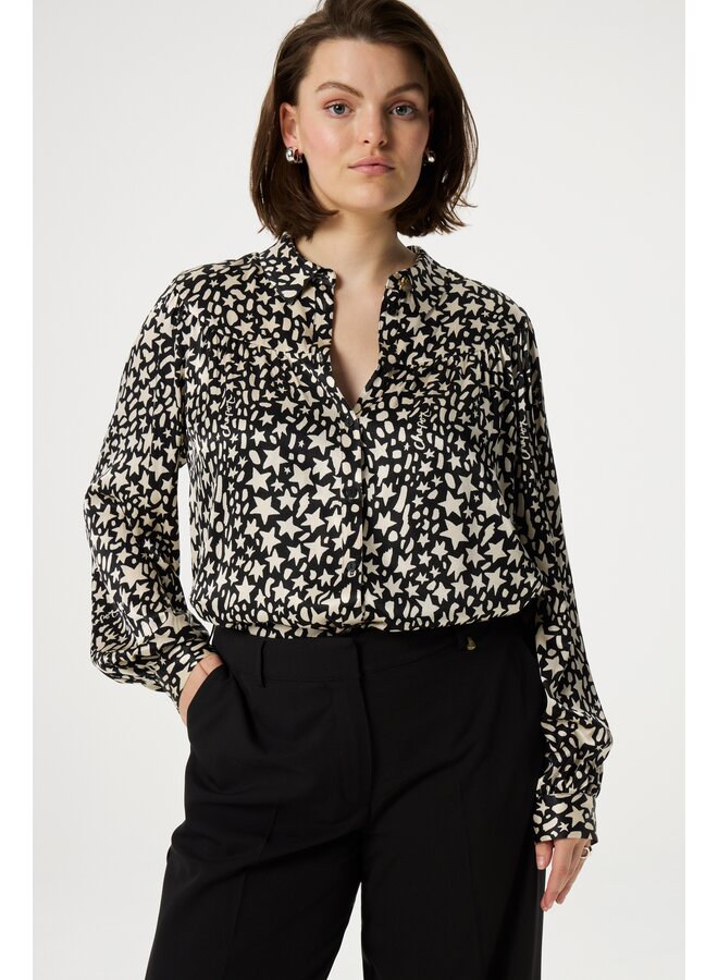 CLTBLS20AW240067 Fabienne Chapot Nina Blouse Black/Creme Brulee
