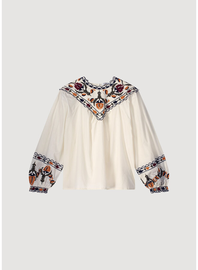 2s3126-12118 122 Summum Top Embroidered Cotton  Ivory