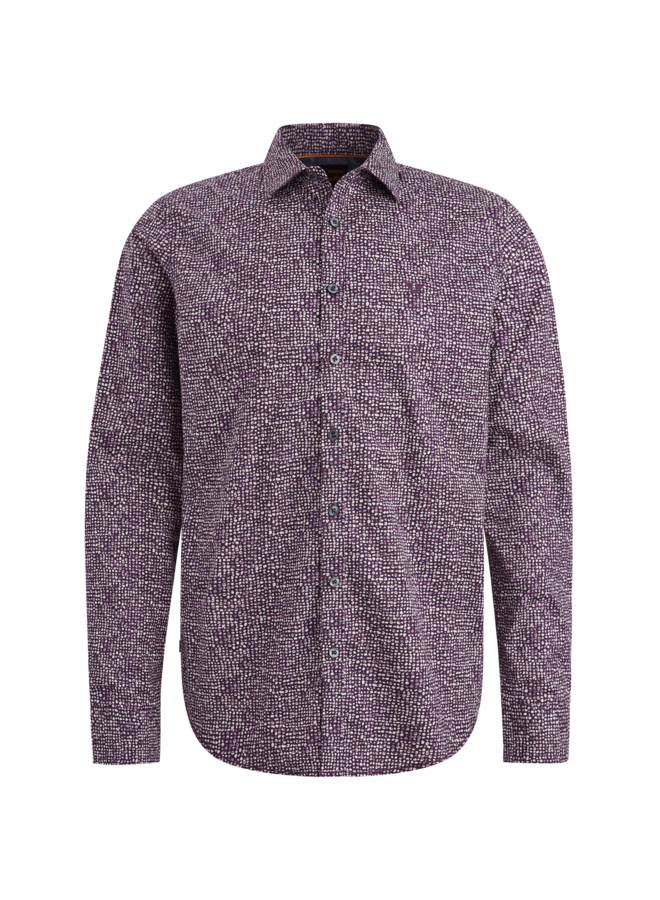 PSI2409221 4343 PME Legend Long Sleeve Shirt Print On Poplin Stretch Plum Perfect