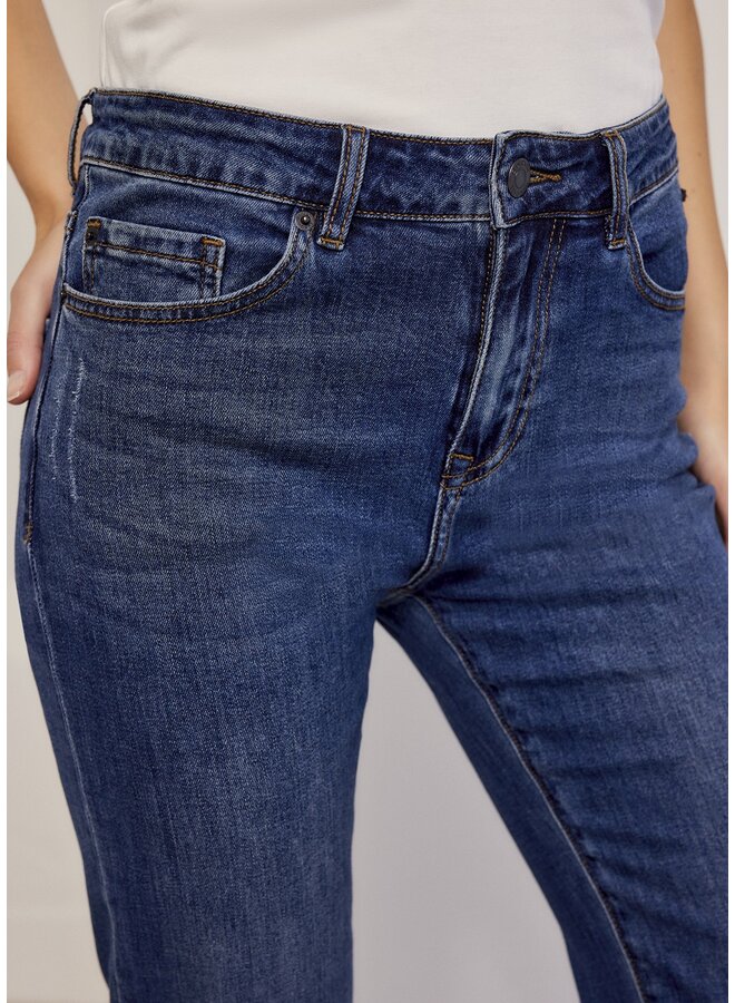 Lucca-5127 488 Summum flared jeans light weight cotton (4s2153) Dark blue denim