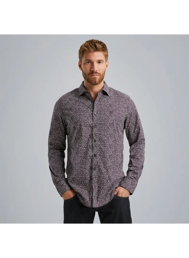 PSI2409221 4343 PME Legend Long Sleeve Shirt Print On Poplin Stretch Plum Perfect