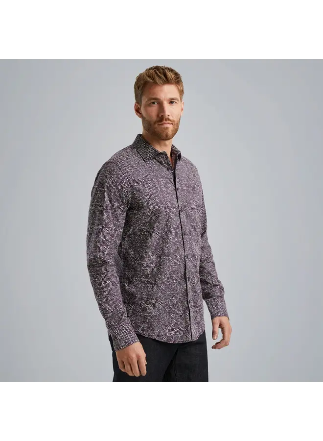 PSI2409221 4343 PME Legend Long Sleeve Shirt Print On Poplin Stretch Plum Perfect