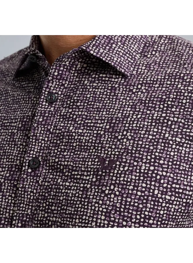 PSI2409221 4343 PME Legend Long Sleeve Shirt Print On Poplin Stretch Plum Perfect