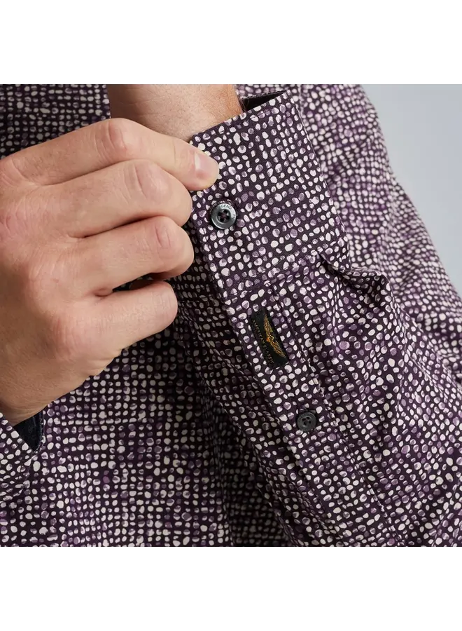 PSI2409221 4343 PME Legend Long Sleeve Shirt Print On Poplin Stretch Plum Perfect