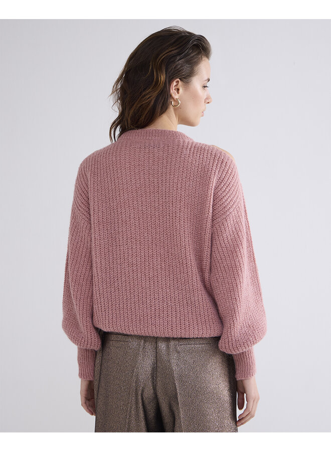7s5876-8016 554 Summum Bare shoulder sweater airy alpaca blend knit  Antiquepink