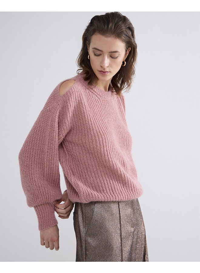 7s5876-8016 554 Summum Bare shoulder sweater airy alpaca blend knit  Antiquepink
