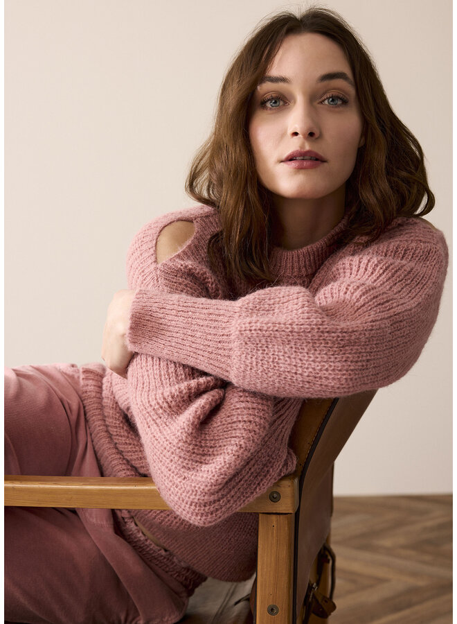 7s5876-8016 554 Summum Bare shoulder sweater airy alpaca blend knit  Antiquepink