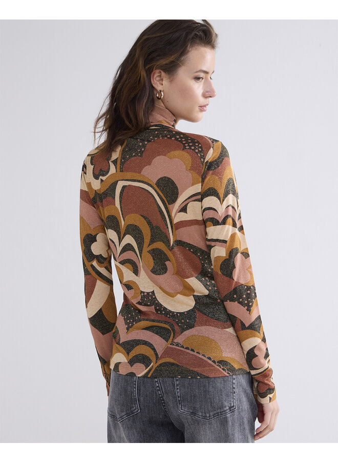 3s5071-30657 120 Summum Top ls turtle neck Big Flower On Sparkle Jersey  Multicolour
