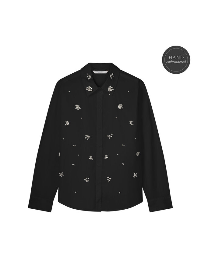 2s3187-12119 990 Summum Blouse Crispy Poplin Diamonds  Black