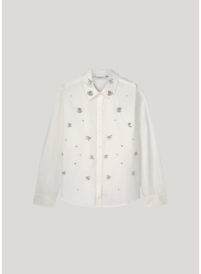 2s3187-12119 110 Summum Blouse Crispy Poplin Diamonds  White