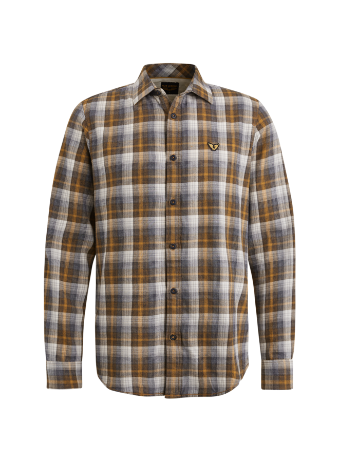 PSI2410200 1119 PME Legend Long Sleeve Shirt Twill Yarndyed Check Buckthorne Brown