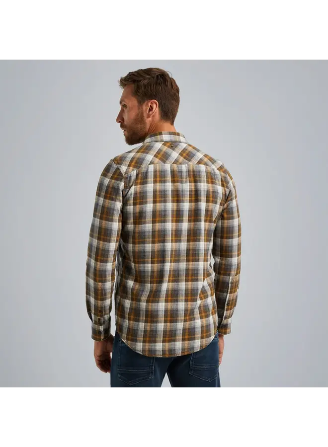 PSI2410200 1119 PME Legend Long Sleeve Shirt Twill Yarndyed Check Buckthorne Brown