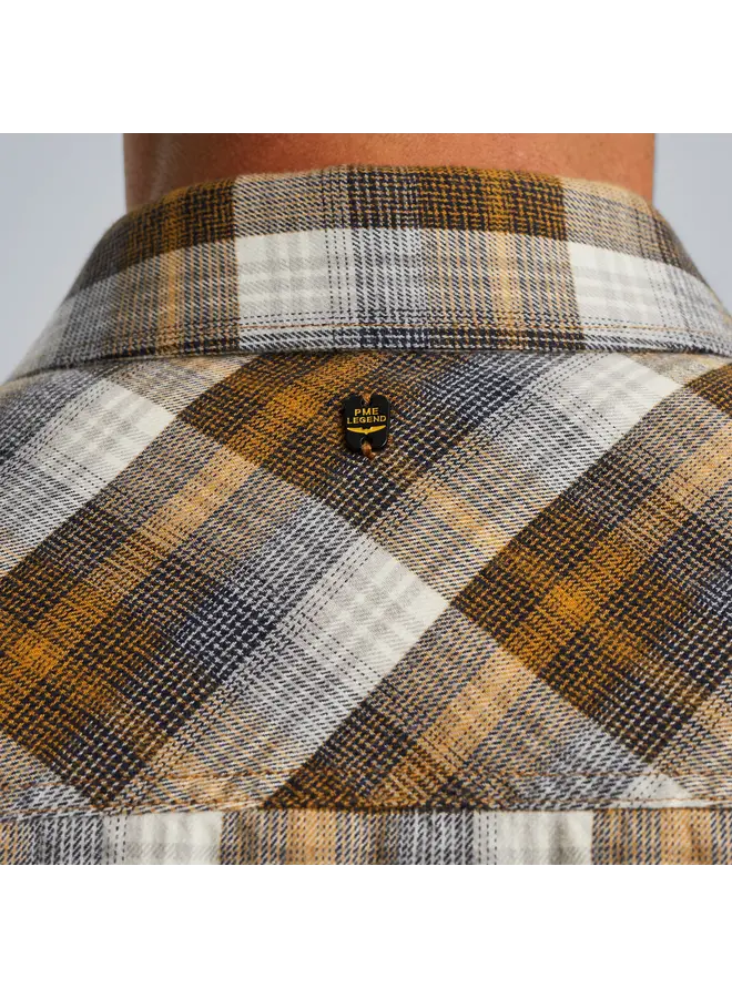 PSI2410200 1119 PME Legend Long Sleeve Shirt Twill Yarndyed Check Buckthorne Brown