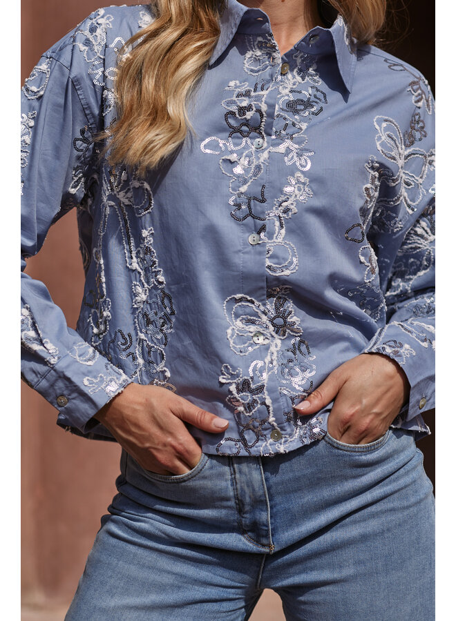 NKS02048 46 Nukus Tessa Blouse Paillet Sky