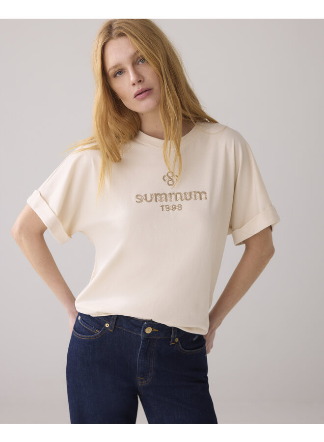 3s5128-30633 122 Summum Boxy Artwork Tee  Ivory