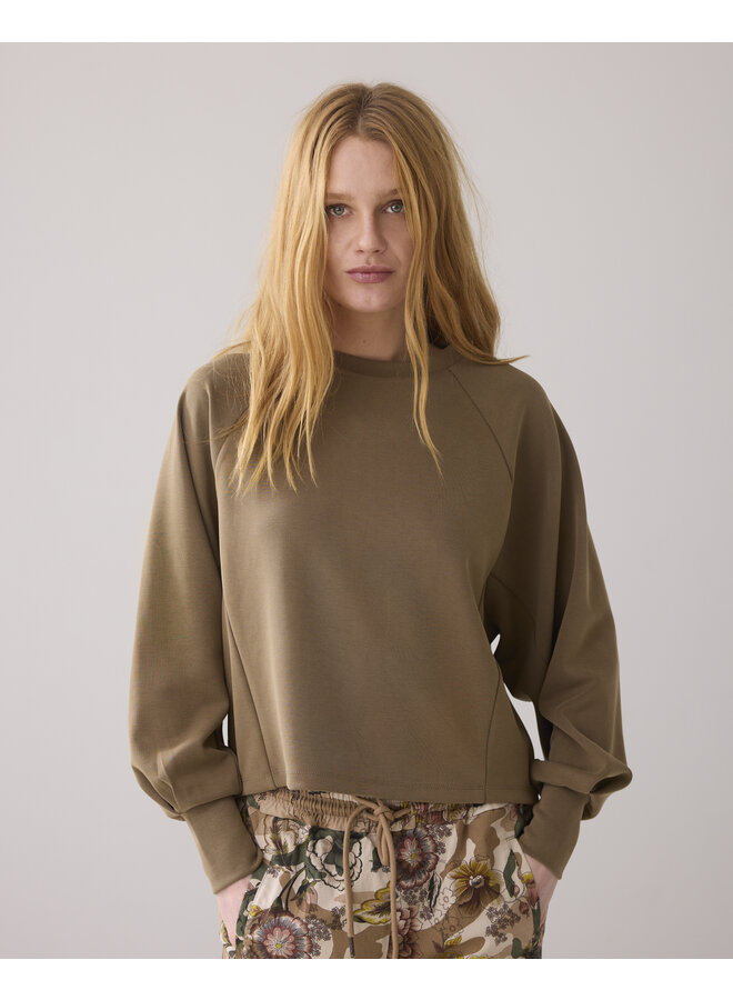 3s5084-30606 703 Summum Longsleeve top Soft Scuba  Khaki
