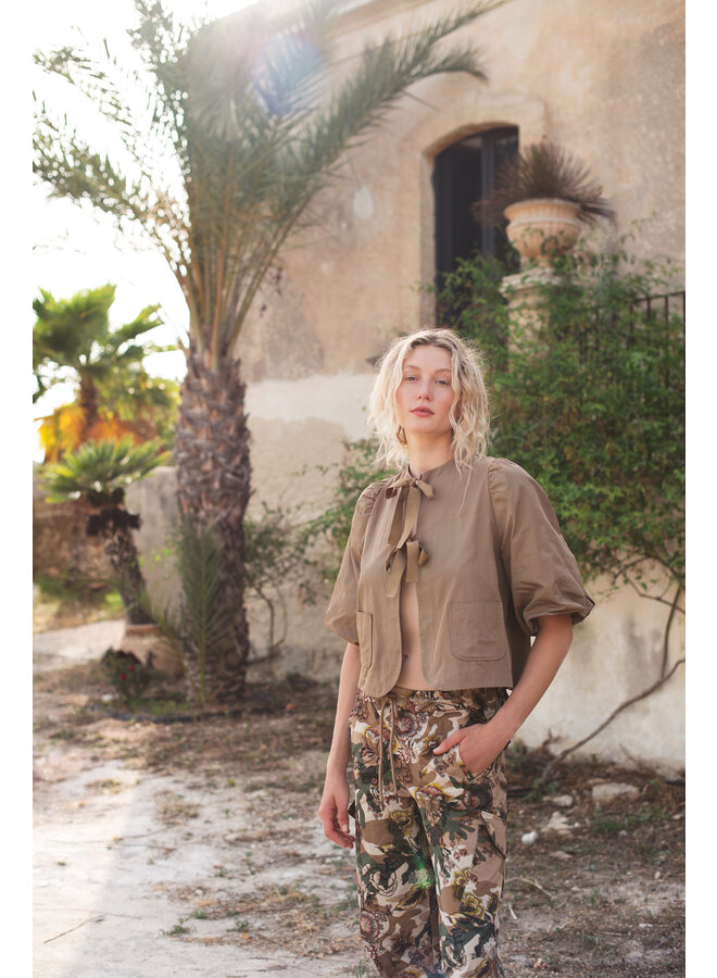 2s3266-12075 703 Summum Blouse taft  Khaki