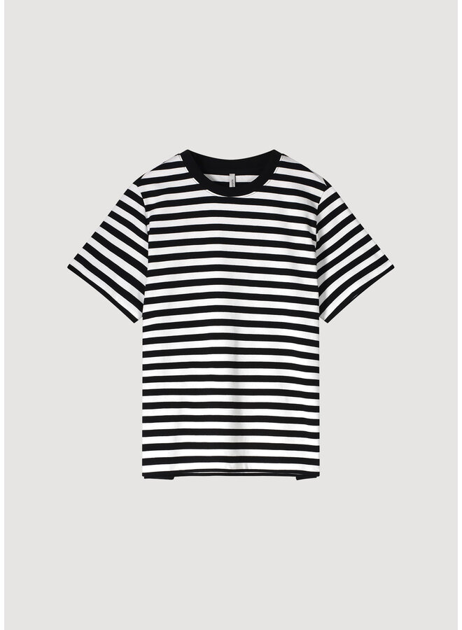 Lyon-30645 986 Summum Short sleeve top Classic Cotton Tee  Black-White