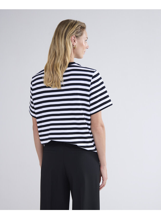 Lyon-30645 986 Summum Short sleeve top Classic Cotton Tee  Black-White