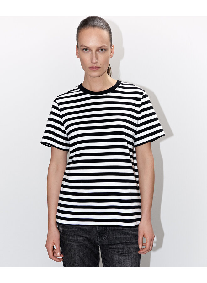 Lyon-30645 986 Summum Short sleeve top Classic Cotton Tee  Black-White