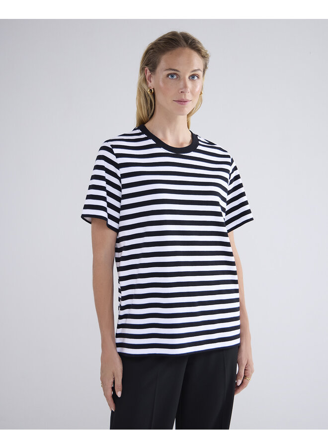 Lyon-30645 986 Summum Short sleeve top Classic Cotton Tee  Black-White