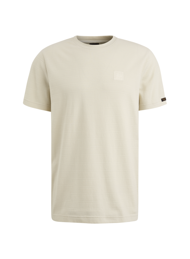 PTSS2502563 7013 PME Legend Short sleeve r-neck jacquard stripes Bone White