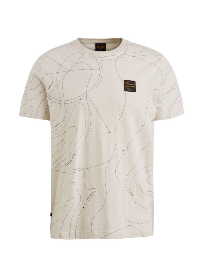 PTSS2502561 7013 PME Legend Short sleeve r-neck slub jersey panel print Bone White