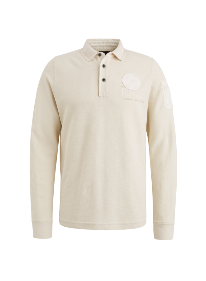 PPS2502804 7013 PME Legend Long sleeve polo shirt structure pique Bone White