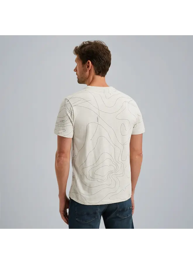 PTSS2502561 7013 PME Legend Short sleeve r-neck slub jersey panel print Bone White