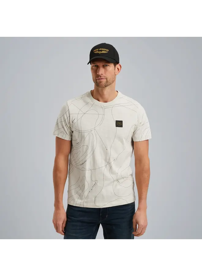 PTSS2502561 7013 PME Legend Short sleeve r-neck slub jersey panel print Bone White